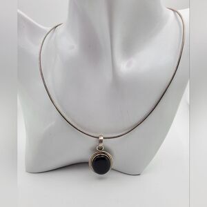Sterling silver‎ onyx amulet necklace 925 N0819